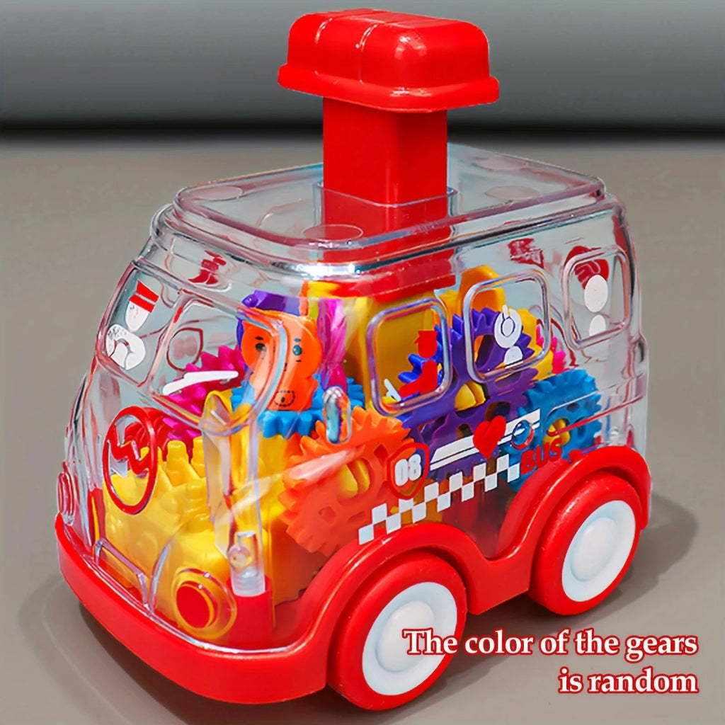 Baby Toy Cartoon Press Gear Car Toy Lnertia Pull-back Transparent Car Inertia Rebound Car Birthday Gifts for Kids Boys and Girls