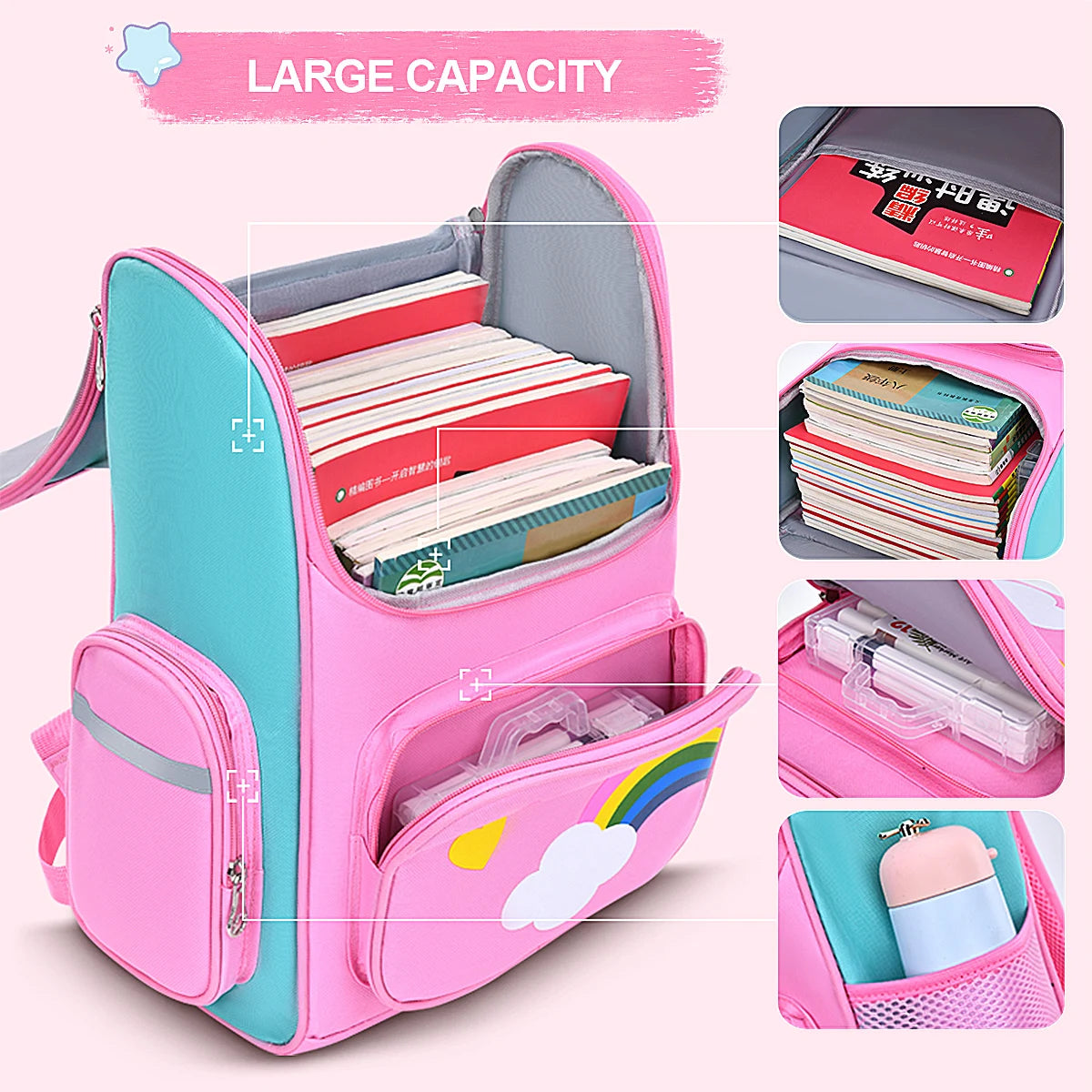 New elementary school students schoolbag shoulders backpack 6-12 years old one, two, three, four, five, six grades waterproof le