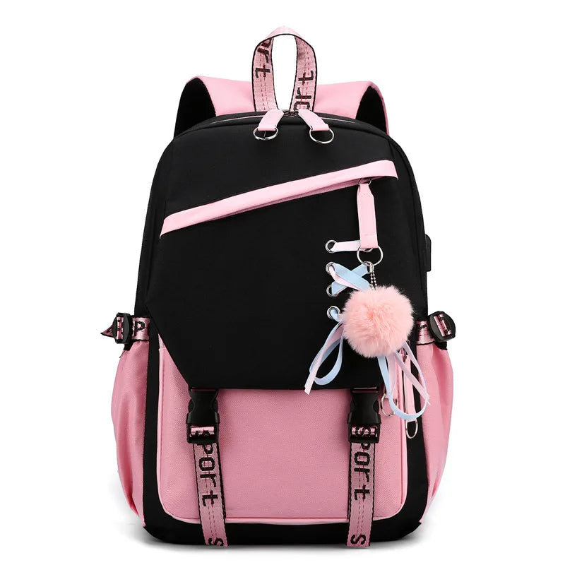 Fashion Girls' School Backpack Korean Styles Middle School Student Bags Black Casual Shoulder Bags for Teenager Boys Рюкзак