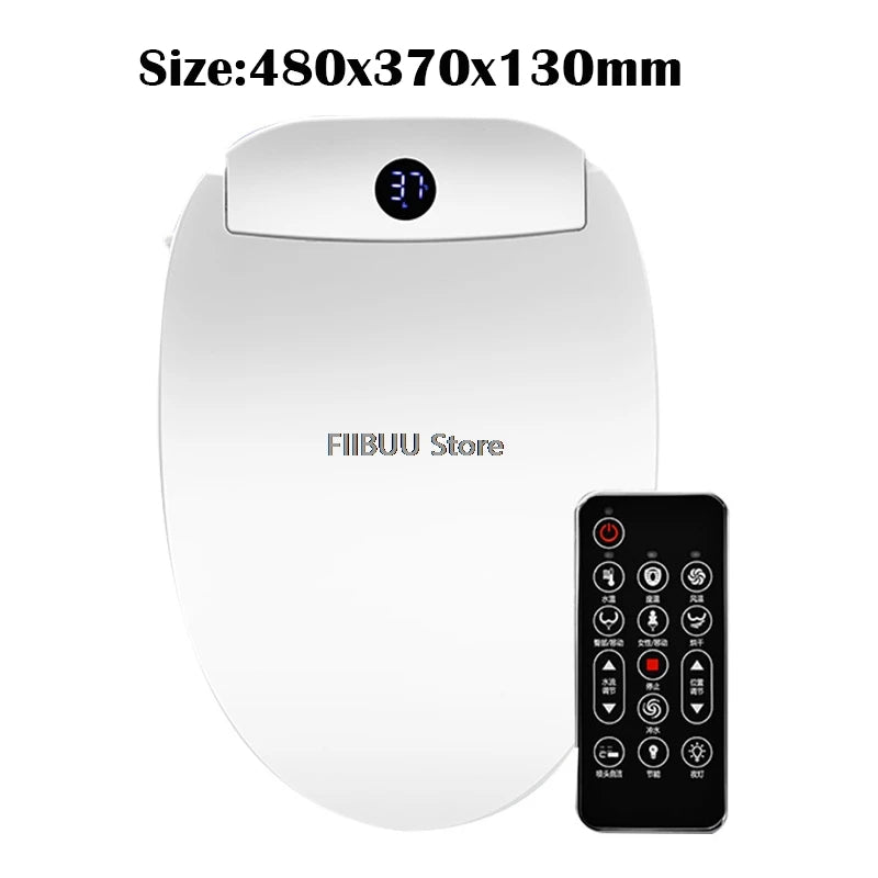 Smart Bidet Toilet Seat Cover for Elongated Toilets Heated Seat Slow Close Warm Dryer Rear Front Wash Warm Water Remote Control