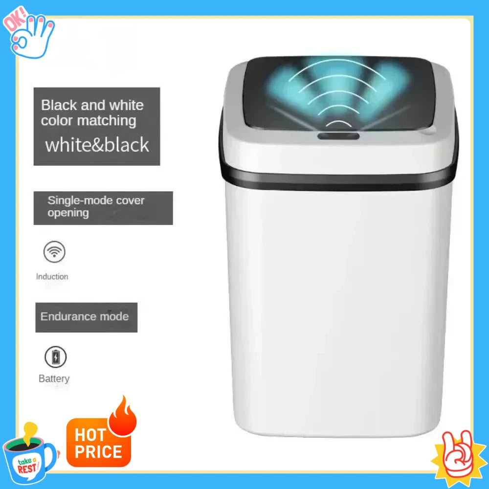 Smart Sensor 13L Trash Can 2025 - Touch-Activated Automatic Lid Bathroom Kitchen Toilet, Waterproof Waste Organizer