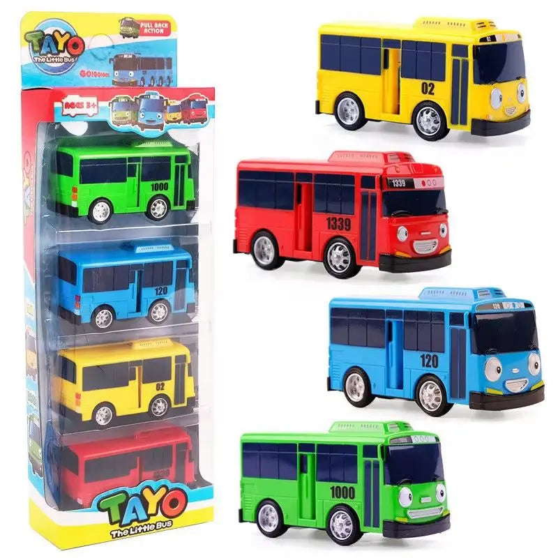 Korean Tayo The Little Bus Slingshot & Pull-Back Car Diy Track Toy Set Tayo Cartoon Car Toy Collection Car Model Christmas Gifts