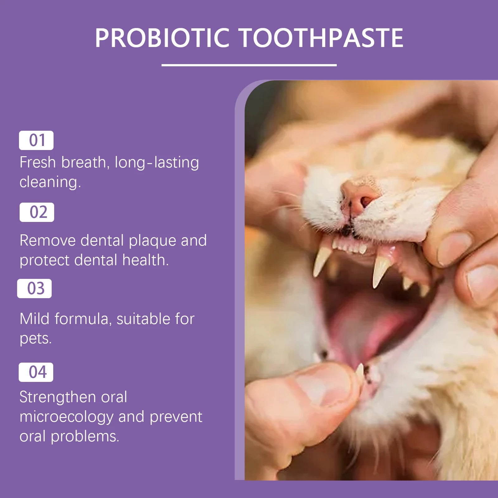 Probiotic Toothpaste for Pets:Eliminates Plaque,Freshens Breath,Gentle Teeth Cleaning&Oral Care,Shared by All Household Pets