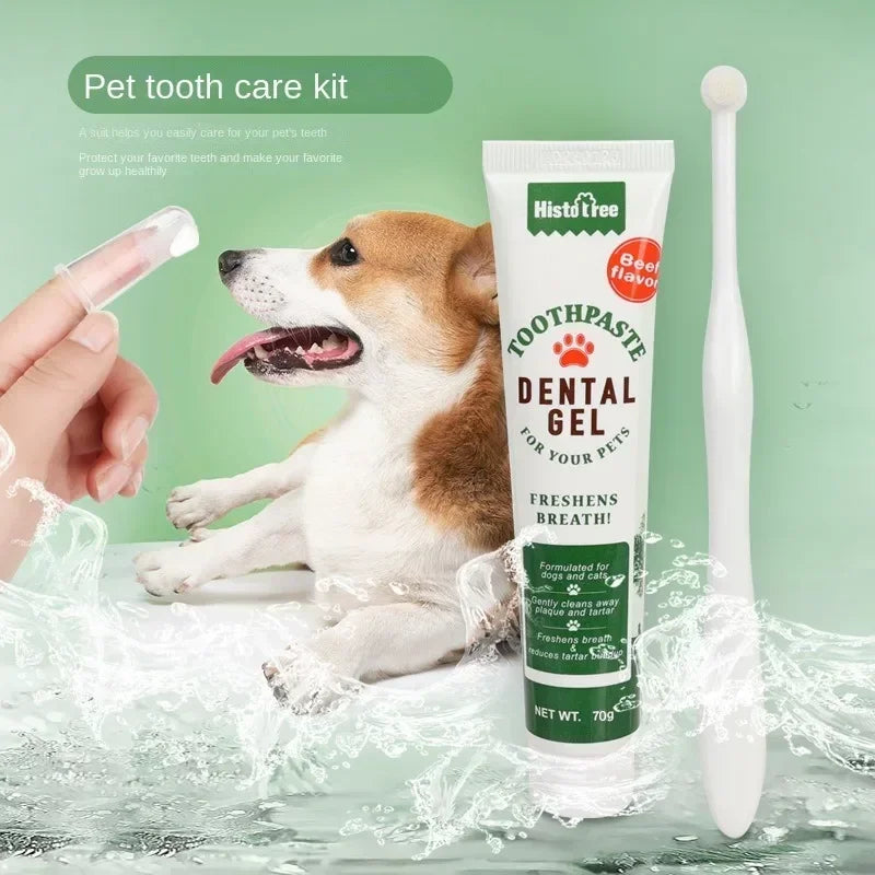 Pet Toothpaste Kit - Dental Care Set for Dogs & Cats, Teeth Cleaning Gel with Finger Brush, Christmas Birthday Gift for Pets