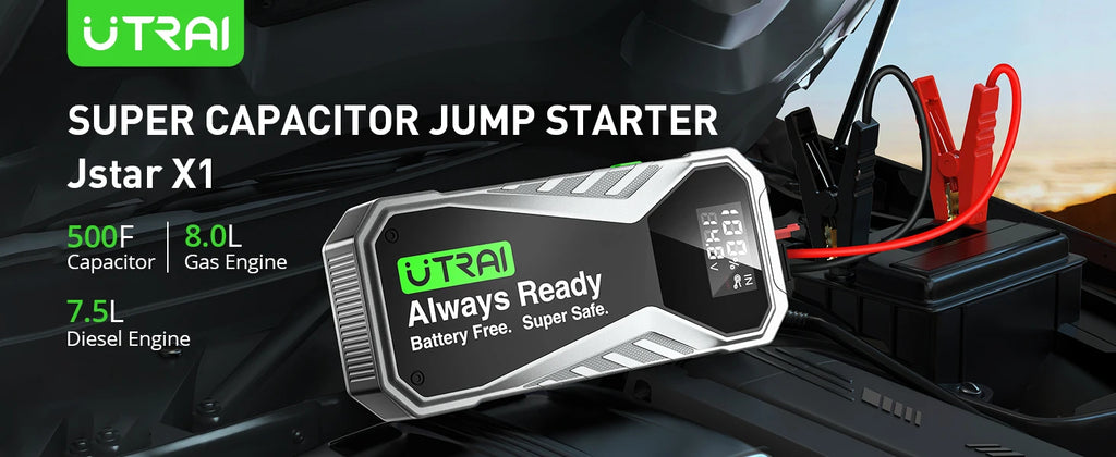 UTRAI Super Capacitor Car Jump Starter Super Safe Battery Less Quick Charge 1000A Portable For Emergency Booster Starting Device