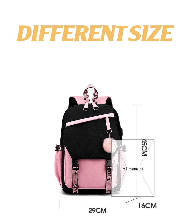 Fashion Girls' School Backpack Korean Styles Middle School Student Bags Black Casual Shoulder Bags for Teenager Boys Рюкзак