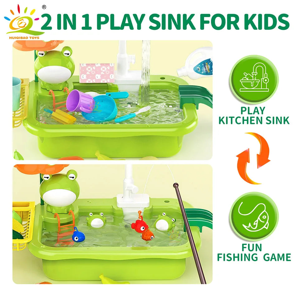 New Play Sink With Kitchen Sink Tap Water  Electric Faucet Play Kitchen Toy Swimming Pool Floating Fishing Toys Water Play Gift