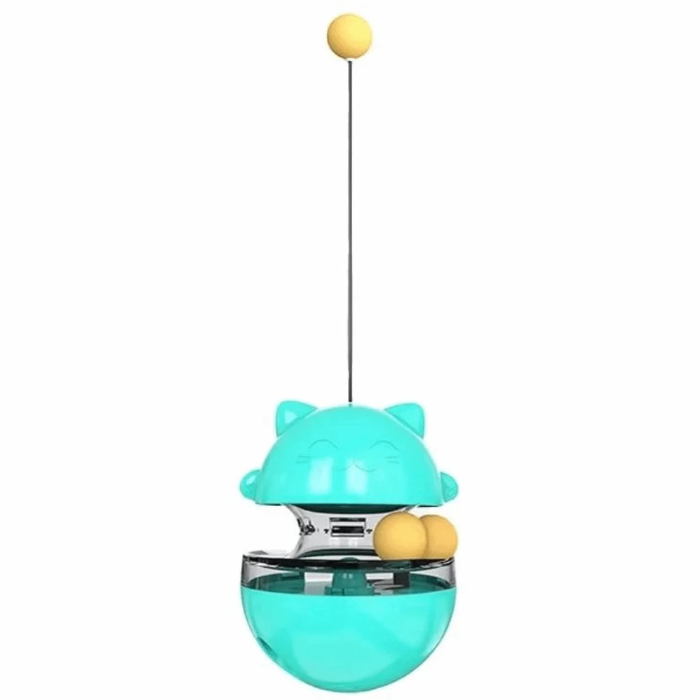Interactive Cat Turntable Toys Treat Dispenser Self Play Leaking Food Ball Fun Training Tilting Tease Cat Teasing Stick