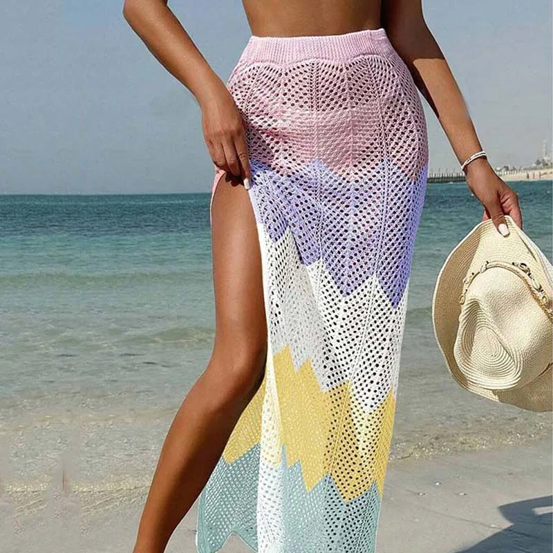Para Praia Sexy Knitted Skirt Summer Women's Beach Outing New Beach Outfits Women Swimsuit Cover Ups Beachwear