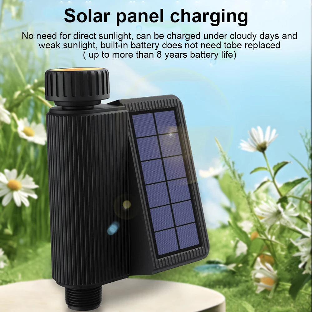 Smart Tuya Wifi Watering Timer Solar Energy Sprinkler Drip Irrigation System Built-in Water Flow Recorder Water Controller