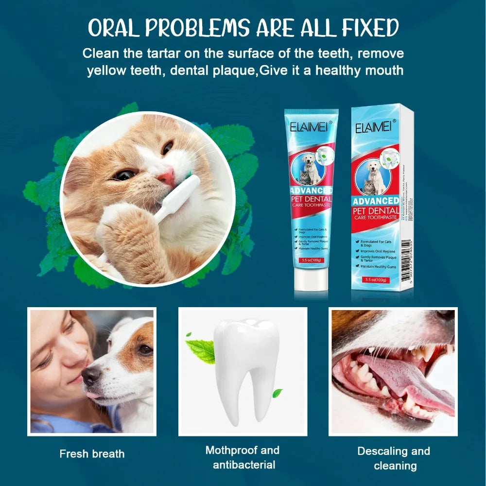 Pet Oral Care Toothpaste for Dogs and Cats Fresh Breath CleanTeeth Tartar Plaque Removal Edible Safe Dental Health Care Supplies