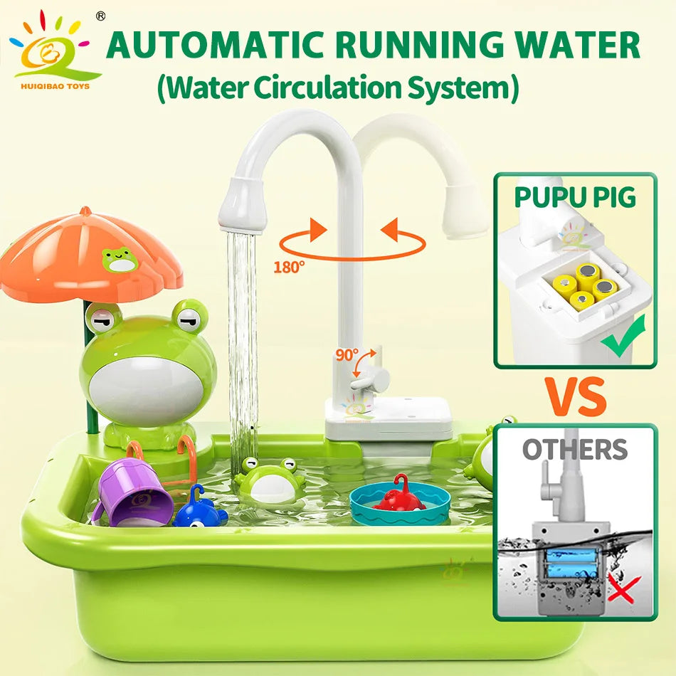 New Play Sink With Kitchen Sink Tap Water  Electric Faucet Play Kitchen Toy Swimming Pool Floating Fishing Toys Water Play Gift