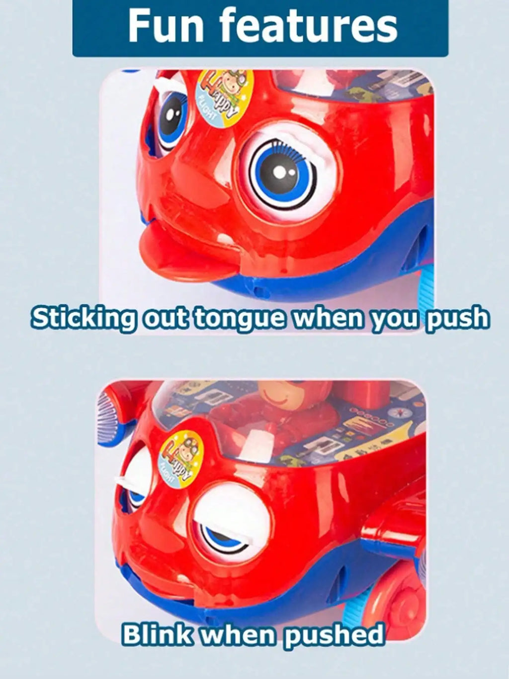 Cartoon Airplane Toy Trolley Educational Toy for Kids Toddler Children Children's Learning Walking Hand Push Aircraft Toy Push