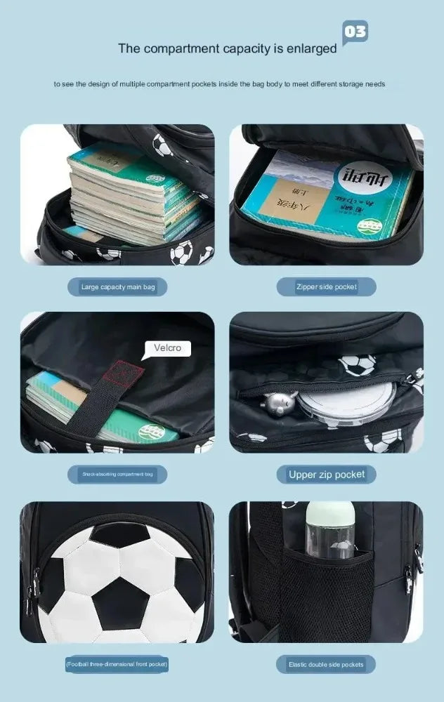 Boy Football Kids Backpack Children Schoolbag Anime Backpack Travel School Bags for Teenage Boy Mochila Escolar Infantil Menino