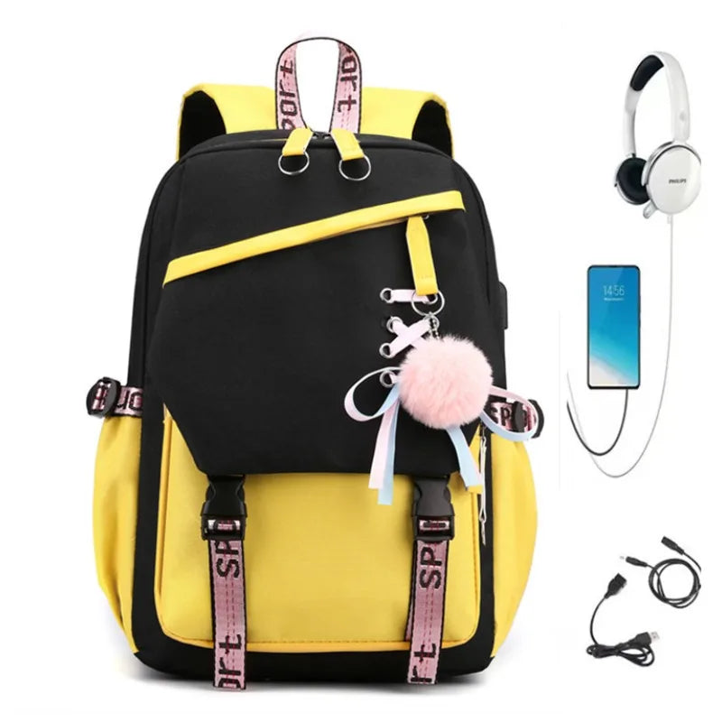 Fashion Girls' School Backpack Korean Styles Middle School Student Bags Black Casual Shoulder Bags for Teenager Boys Рюкзак