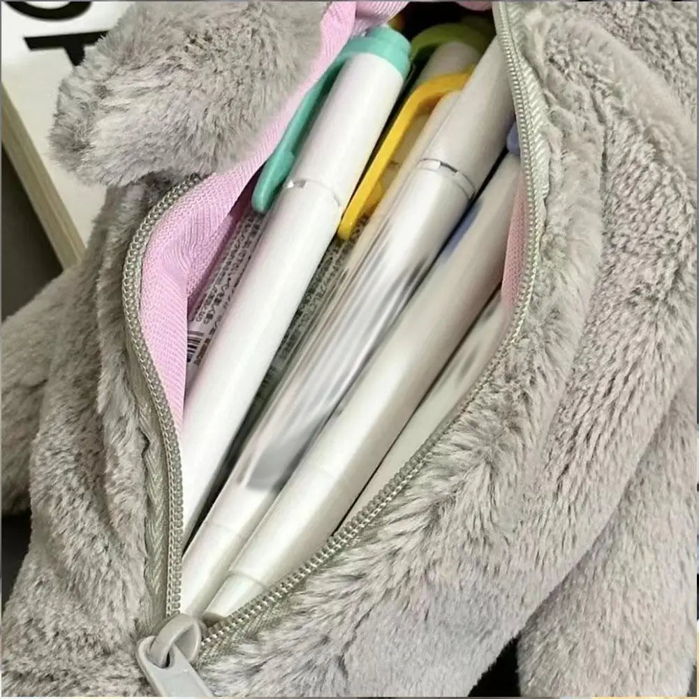 Cute Plush Shark Pencil Case Student Stationery School Supplies Kawaii Doll Back To School Storage Bag Pen Bag Stationery
