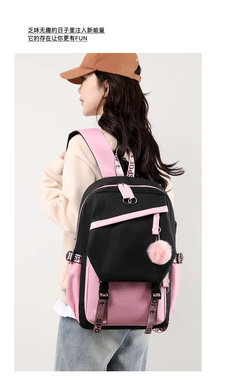 Fashion Girls' School Backpack Korean Styles Middle School Student Bags Black Casual Shoulder Bags for Teenager Boys Рюкзак