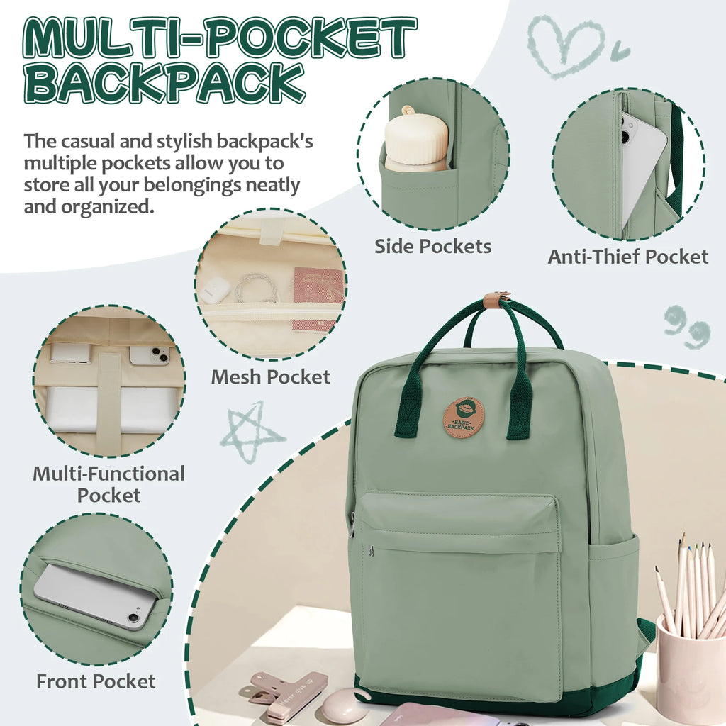 Back to School Youth School Backpack, Stylish Waterproof Casual School Bag, Basic Laptop Backpack For Women，University Backpacks