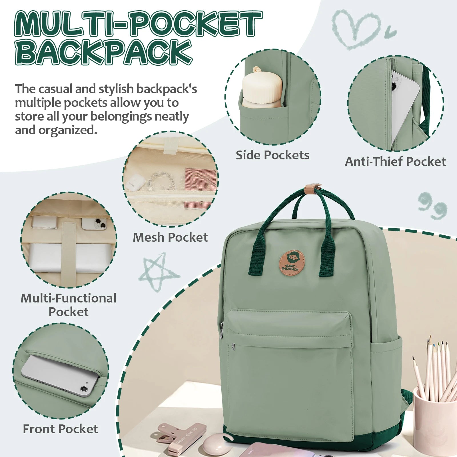 Back to School Youth School Backpack, Stylish Waterproof Casual School Bag, Basic Laptop Backpack For Women，University Backpacks