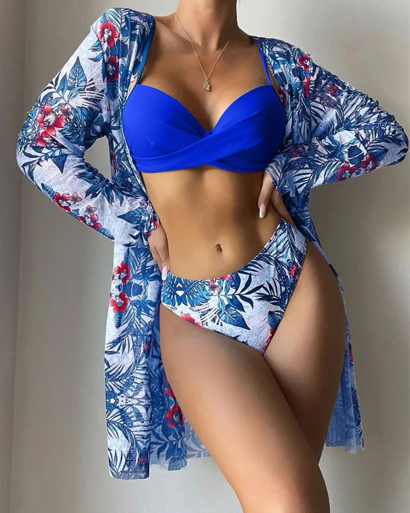 Sexy Multi-Color Bikini Three-Piece Set Hot Sale Of The Season New Women's Swimsuit Retail Separate Pieces Available for Bulk Or