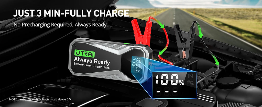 UTRAI Super Capacitor Car Jump Starter Super Safe Battery Less Quick Charge 1000A Portable For Emergency Booster Starting Device