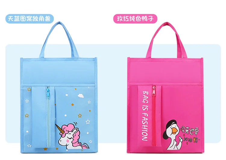 School supplies student tote bag children art bag document bag pink canvas tutoring bag school-bags-for-girls Tutorial Bags