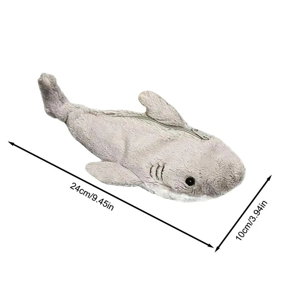 Cute Plush Shark Pencil Case Student Stationery School Supplies Kawaii Doll Back To School Storage Bag Pen Bag Stationery