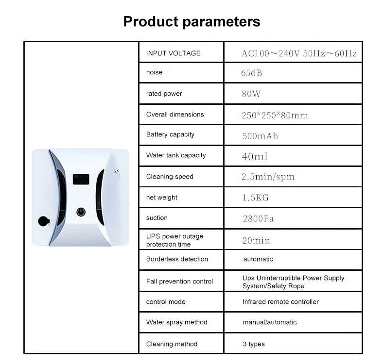 2024 New Intelligent Water Spray Window Cleaning Robot Home Fully Automatic Electric Remote Control Window Cleaning Tool