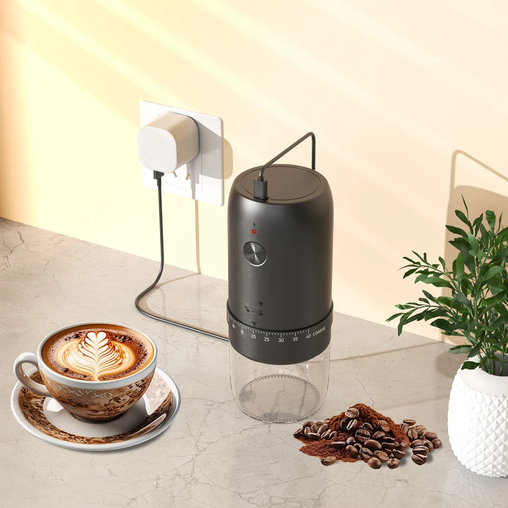 Electric coffee grinder, household small hand-cranked coffee bean grinder, portable fully automatic grinder, hand coffee grinder