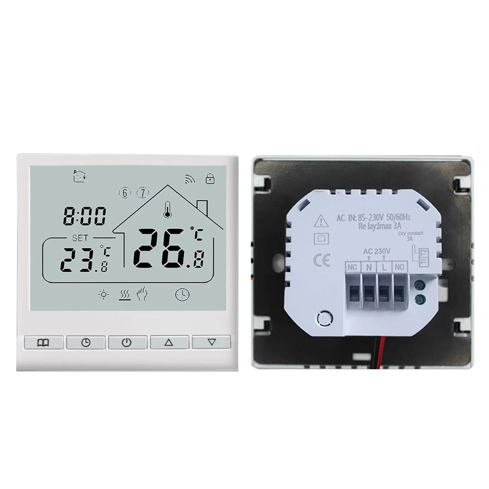 WiFi Smart Thermostat 5+2 Programmable 3A Water Heating Tuya Voice Control Thermostat DIY Install LCD Display Smart Temperature