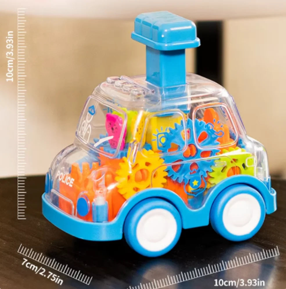 Baby Toy Cartoon Press Gear Car Toy Lnertia Pull-back Transparent Car Inertia Rebound Car Birthday Gifts for Kids Boys and Girls