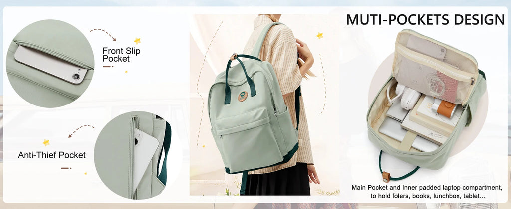 Back to School Youth School Backpack, Stylish Waterproof Casual School Bag, Basic Laptop Backpack For Women，University Backpacks