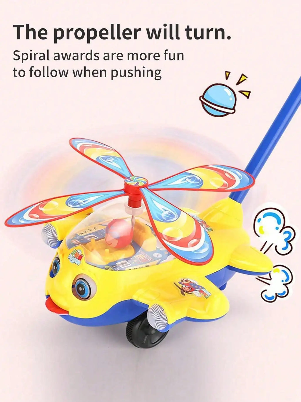 Cartoon Airplane Toy Trolley Educational Toy for Kids Toddler Children Children's Learning Walking Hand Push Aircraft Toy Push