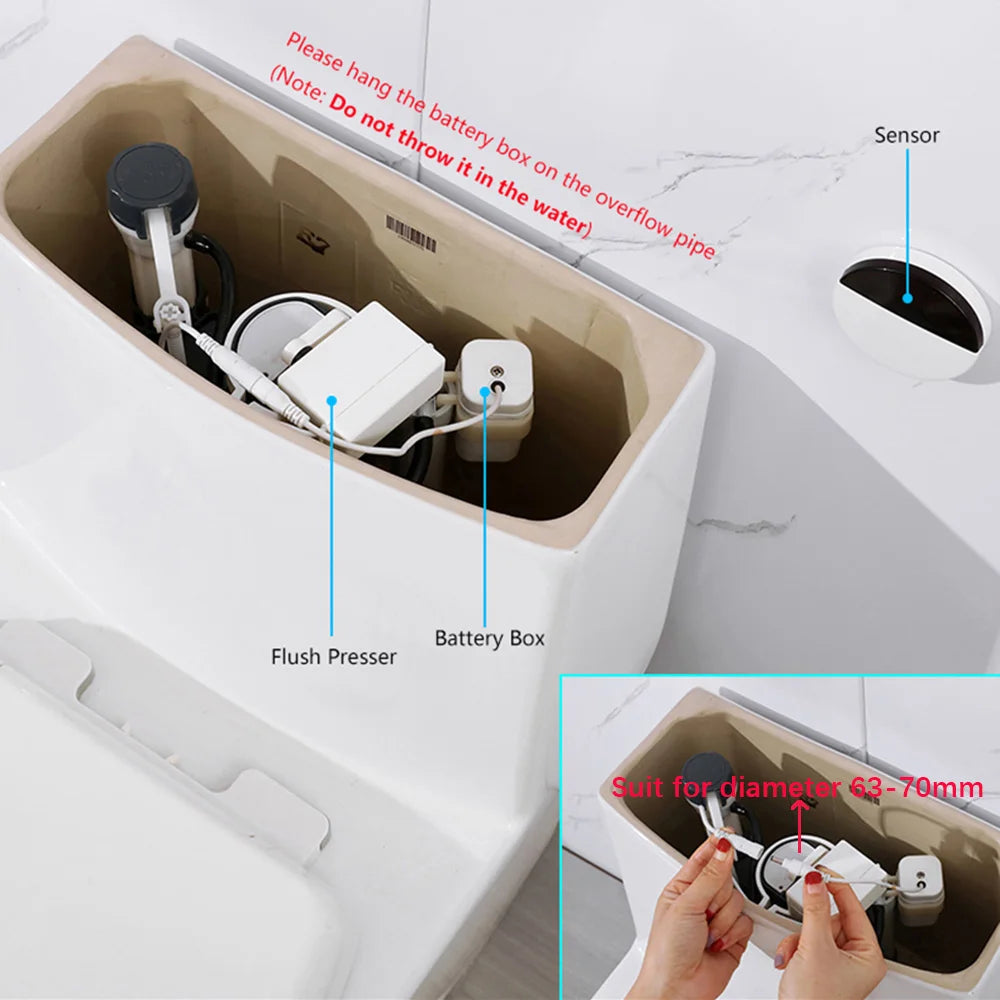 Bathroom Accessories Infrared Smart Wireless Flush Valve Household Defecation Sensor Flusher Toilet Automatic Flushing Sensor