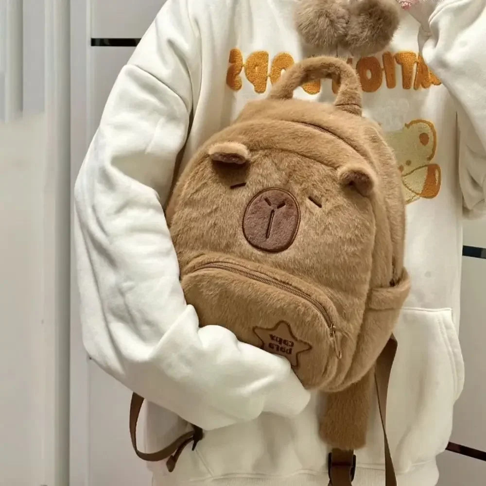 Large School backpack Kawaii Capybara Plush Versatile Cartoon Funny Capibala Crossbody Bags back to school anime
