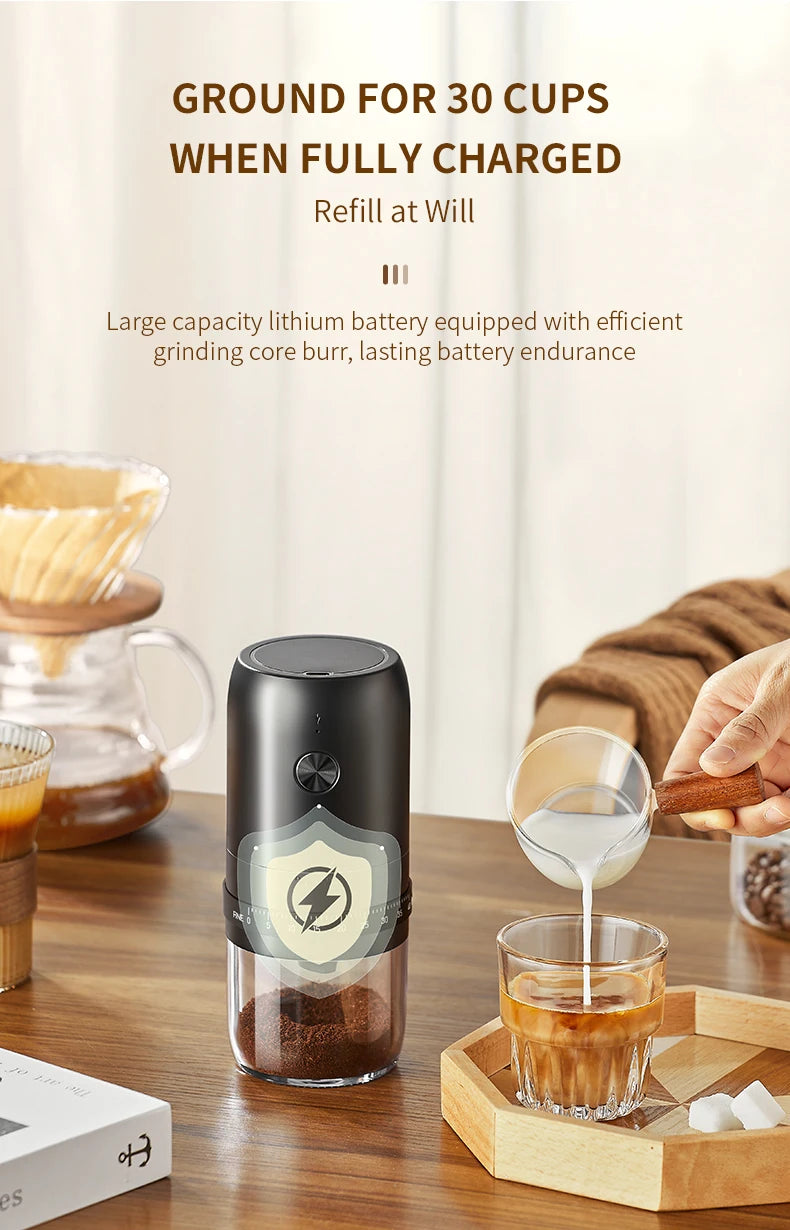 Electric coffee grinder, household small hand-cranked coffee bean grinder, portable fully automatic grinder, hand coffee grinder