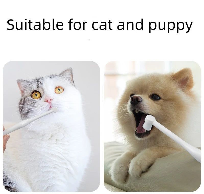 Pet Toothbrush for Dog Cats Small Animals Oral Care Kit with Soft Bristles Fights Bad Breath Tartar Remover Dental Cleaning Tool
