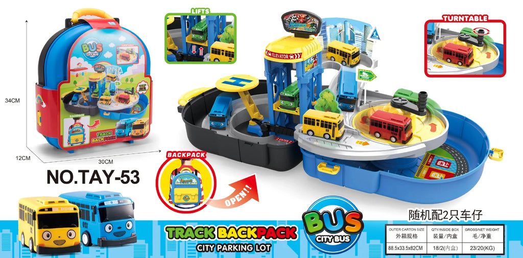 Korean Tayo The Little Bus Slingshot & Pull-Back Car Diy Track Toy Set Tayo Cartoon Car Toy Collection Car Model Christmas Gifts