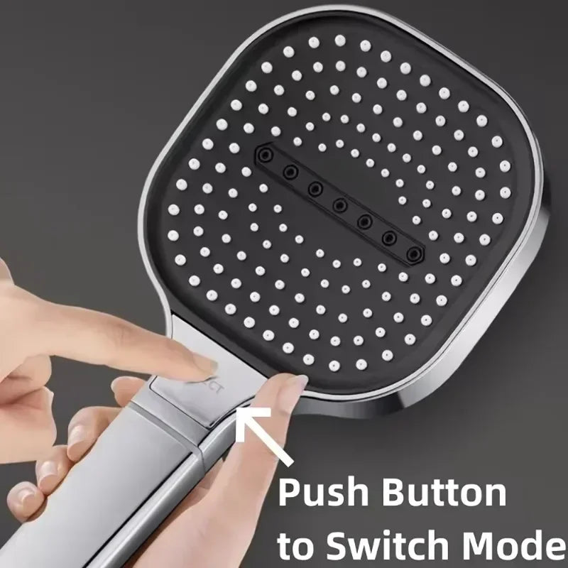 Large Panel Shower Head 3 Modes Adjustable High Pressure Water Massage Shower Head Water Saving Bathroom Accessories