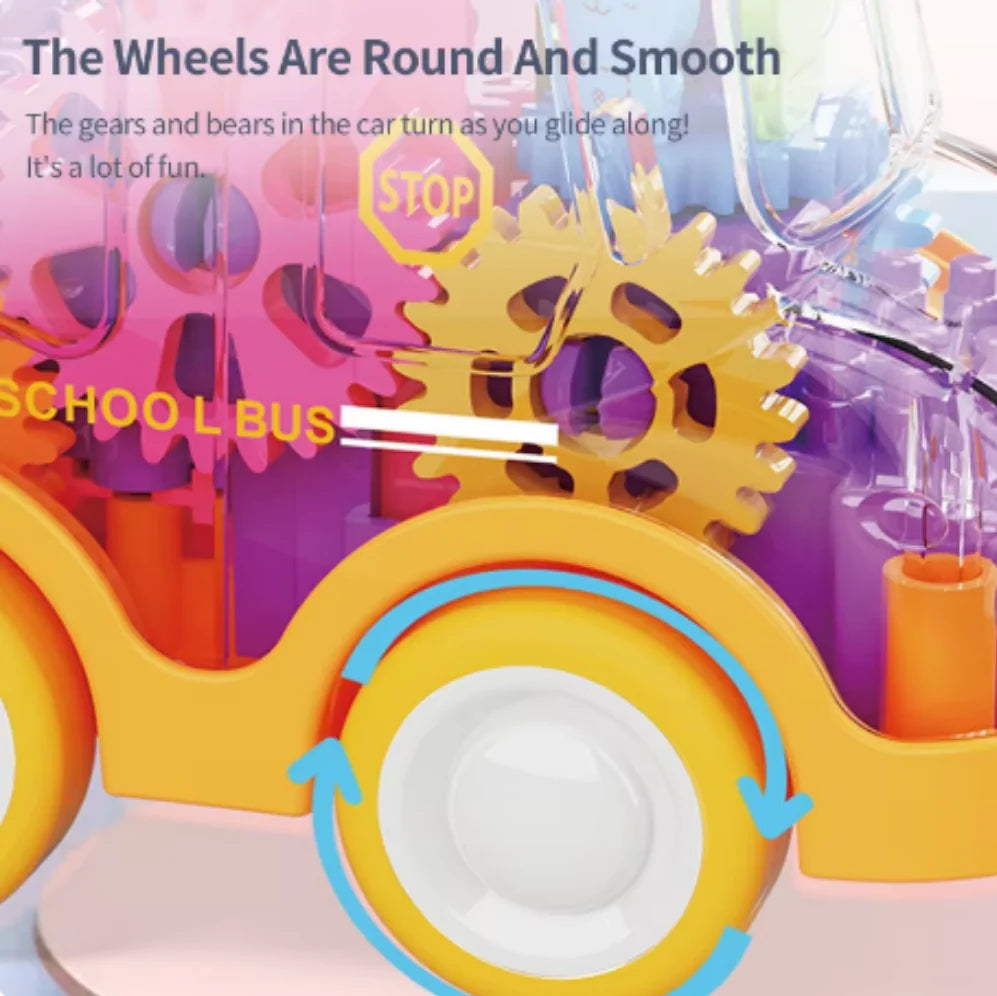 Baby Toy Cartoon Press Gear Car Toy Lnertia Pull-back Transparent Car Inertia Rebound Car Birthday Gifts for Kids Boys and Girls