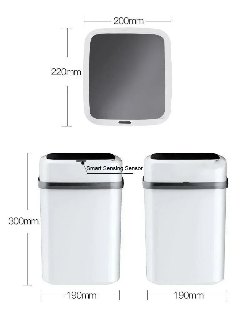 Smart Sensor 13L Trash Can 2025 - Touch-Activated Automatic Lid Bathroom Kitchen Toilet, Waterproof Waste Organizer