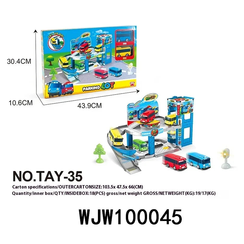 Korean Tayo The Little Bus Slingshot & Pull-Back Car Diy Track Toy Set Tayo Cartoon Car Toy Collection Car Model Christmas Gifts