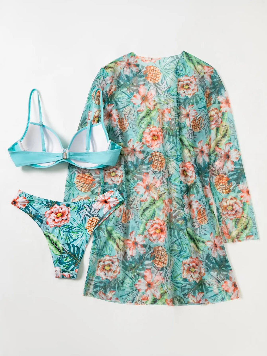 Cikini-Three-Piece Bikini Set for Women, Split Swimsuit, Swimwear, Summer Outfit, New, 2022