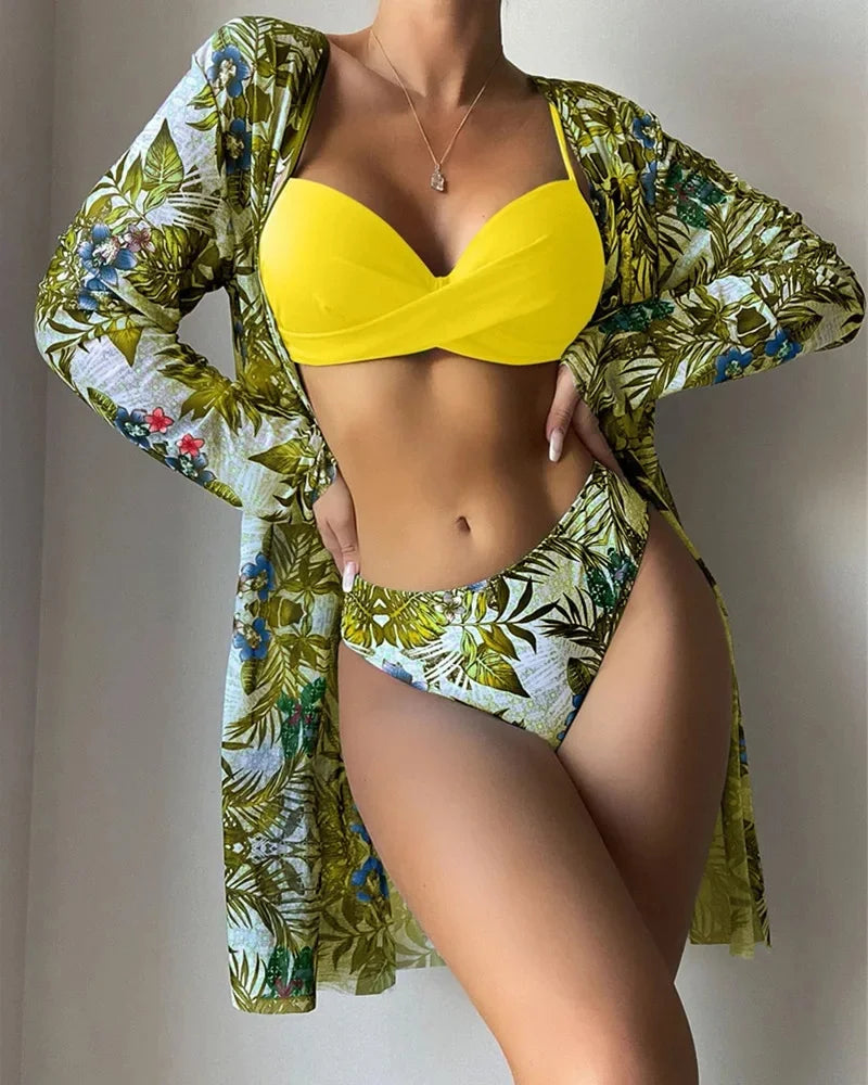 Sexy Multi-Color Bikini Three-Piece Set Hot Sale Of The Season New Women's Swimsuit Retail Separate Pieces Available for Bulk Or