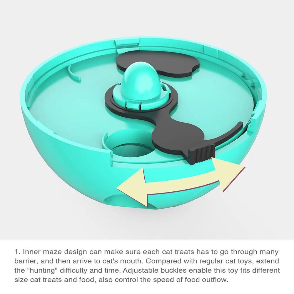 Interactive Cat Turntable Toys Treat Dispenser Self Play Leaking Food Ball Fun Training Tilting Tease Cat Teasing Stick