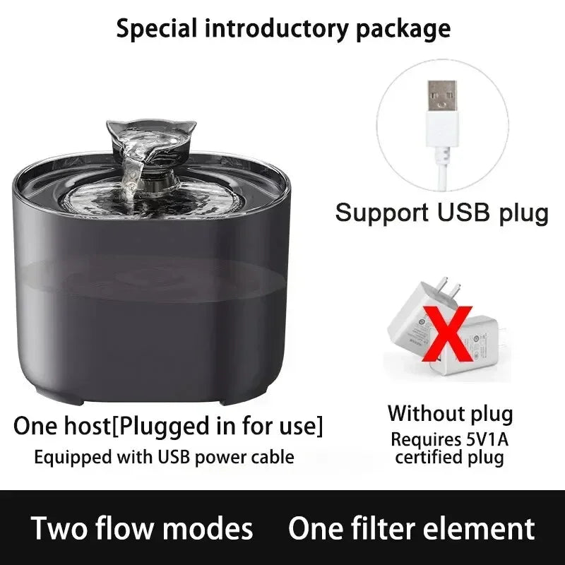 Cat Water Fountain Automatic Recirculating Filter Pet Drinking Dispenser USB Electric Pump Quiet Cat Ear Design