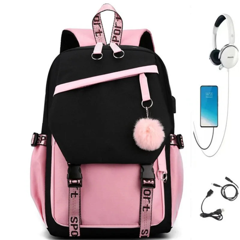 Fashion Girls' School Backpack Korean Styles Middle School Student Bags Black Casual Shoulder Bags for Teenager Boys Рюкзак