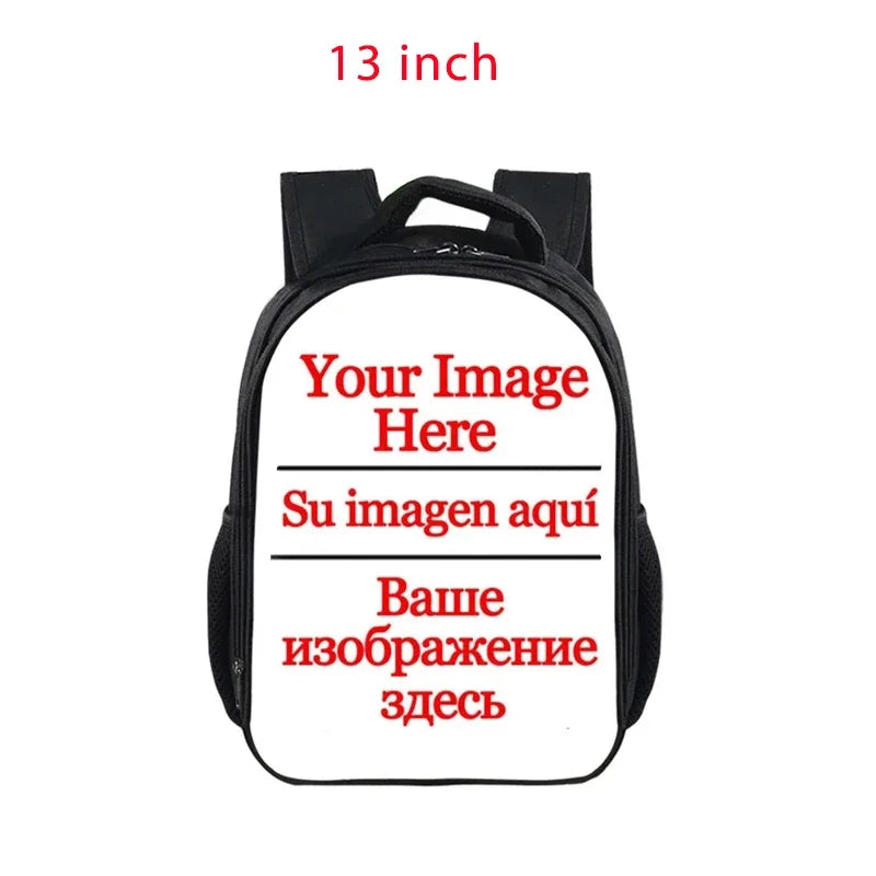 Customize Your Logo / Image / Name Backpack Children School Bags Boys Girls  Black Kindergarten Bag Kids Bookbag Gift