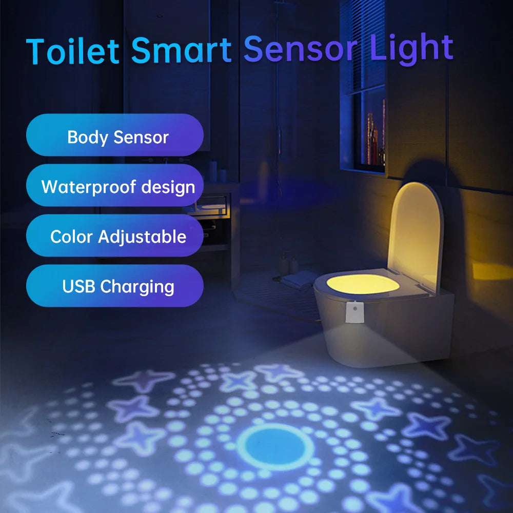 Toilet Smart Night Lights Motion Sensor Light Rechargeable Dimming Lamp For Toilet Bowl Bathroom Waterproof Night Lamp