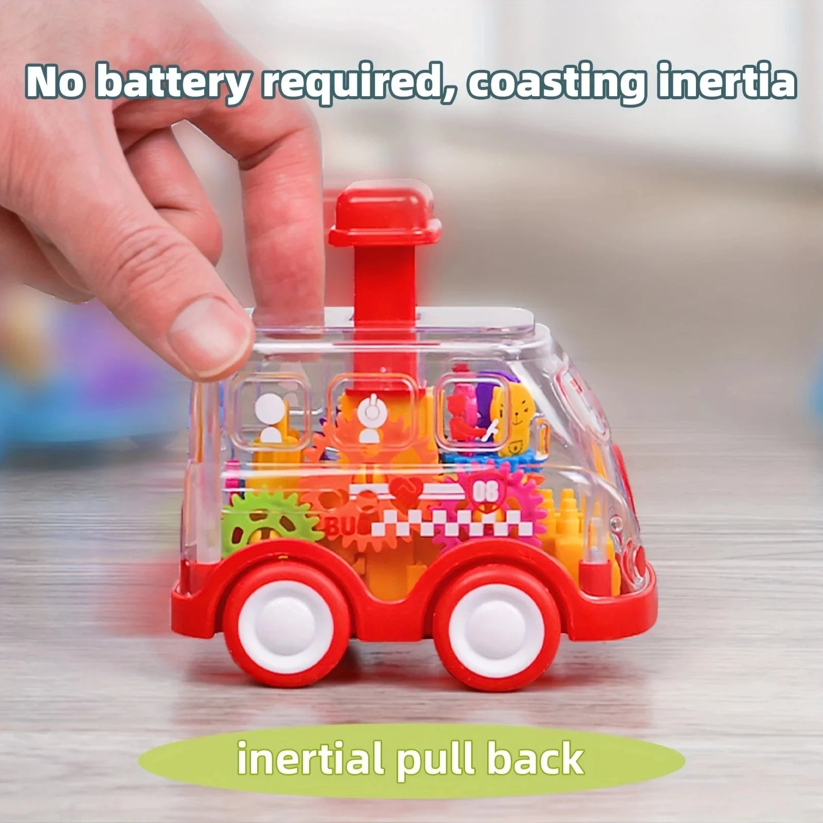 Baby Toy Cartoon Press Gear Car Toy Lnertia Pull-back Transparent Car Inertia Rebound Car Birthday Gifts for Kids Boys and Girls